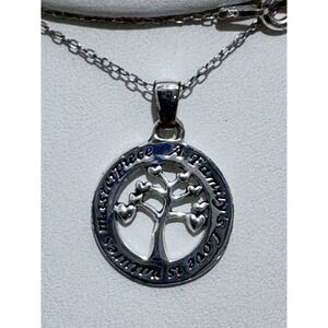 925 Sterling Silver Tree of Life A Family's Love Pendant Necklace 18" Round